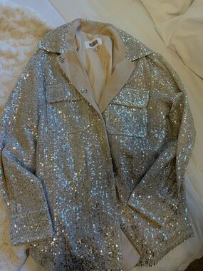 BB Dakota Steve Madden Silver Sequin Blazer Jacket